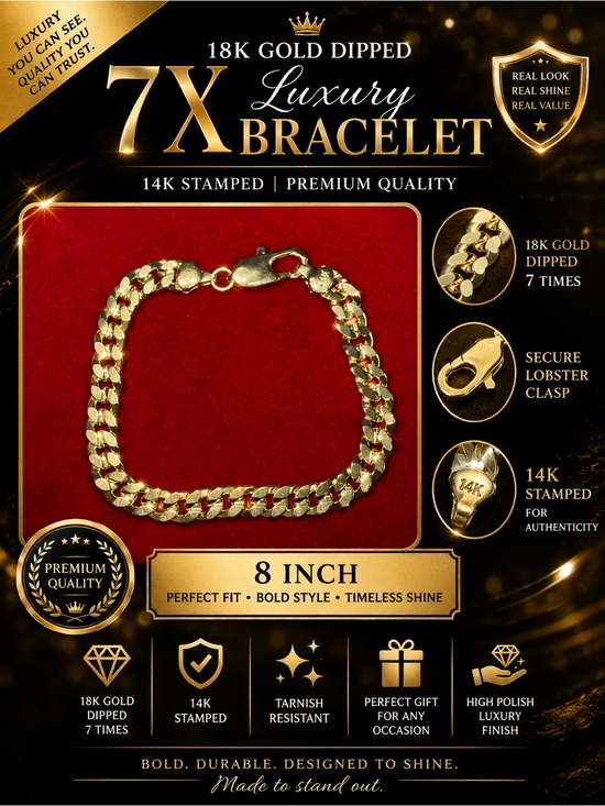 Other - 18K Gold Dipped Cuban Link Bracelet - 8"